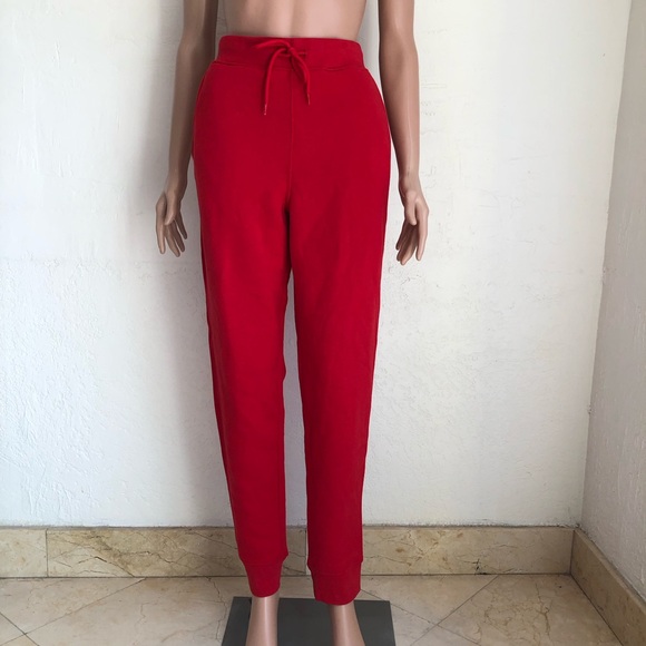 Jensen Berekley Pants - Berkeley Jensen Red Fleece Cuffed Joggers Sweatpants Women’s Size M Drawstring